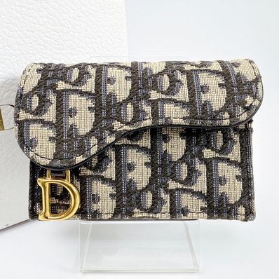 Dior Saddle Flap Card Holder "Blue"