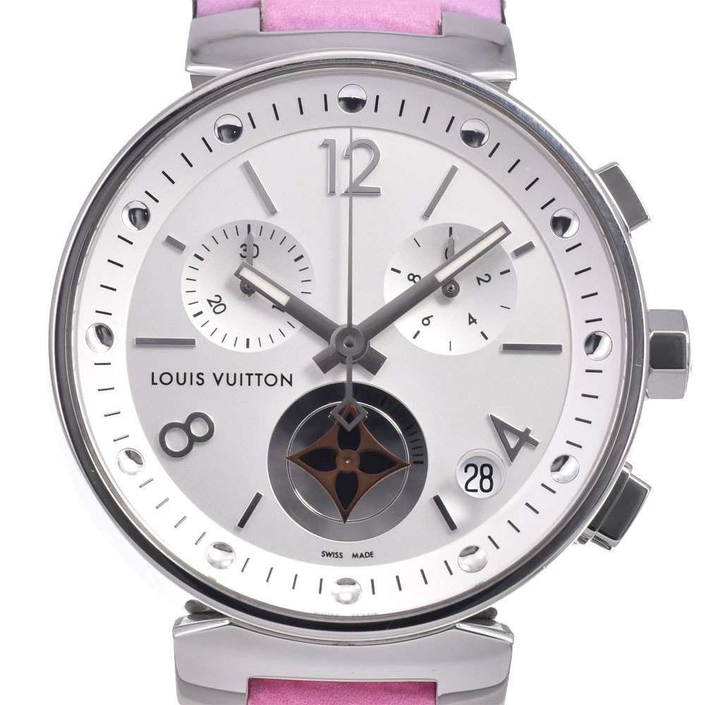 ルイ・ヴィトン LOUIS VUITTON Q8D10Z タンブール ムーンスター シルバー クォーツ メンズ 美品 箱・保証書付き 腕時計 J#147889
