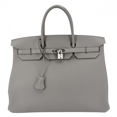 HERMES エルメス ハンドバッグ バーキン40 内縫い グレー メンズ レディース W刻印 トゴ グリメイヤー シルバー金具 ユニセックス 2024年【中古品】