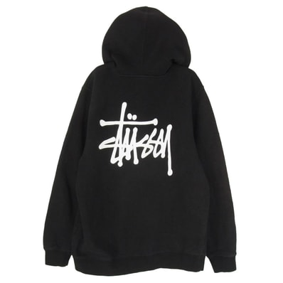 STUSSY ステューシー パーカー Basic Logo Pull Over Hoody ベーシック ストック ロゴ スウェット パーカー ブラック系 S【中古】
