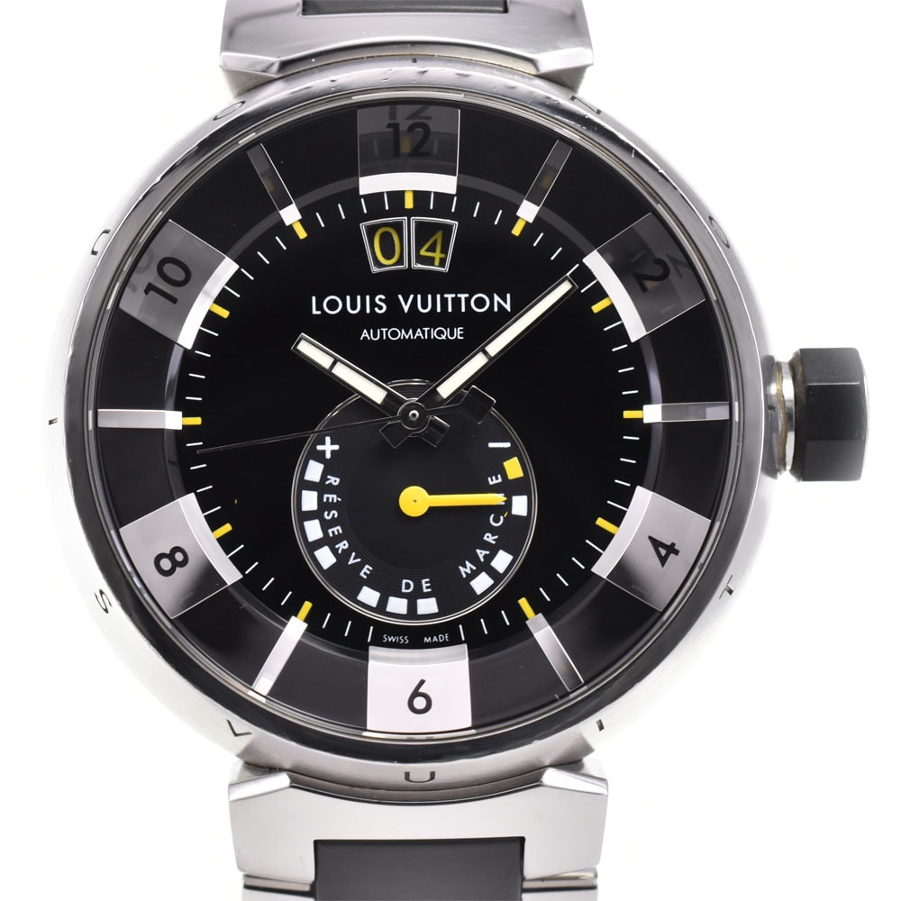 値下 ルイ・ヴィトン LOUIS VUITTON Q109G タンブール 自動巻き メンズ 良品 箱・保証書付き P#146371