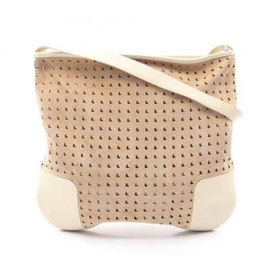 ロエベ LOEWE パンチング ショルダーバッグ バッグ スウェード レザー レディース ベージュ系 / アイボリー系 【中古】