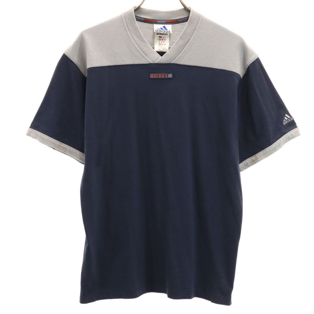 adidas アディダス 半袖 Vネック Tシャツ 160 ネイビー