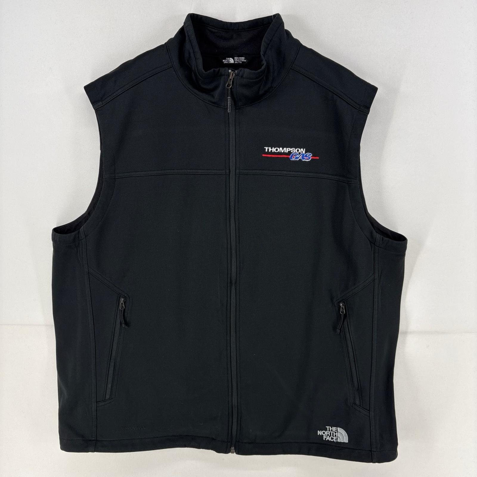 古着 ザ・ノースフェイス THE NORTH FACE ベスト フルジップ ワンポイント ロゴ 刺繍 ドローコード有 ナイロン 2XL  ブラック メンズ