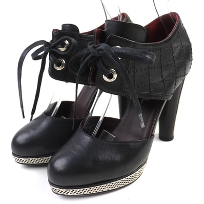 美品 シャネル
パンプス ブラック シルバー レディース 36 G26107