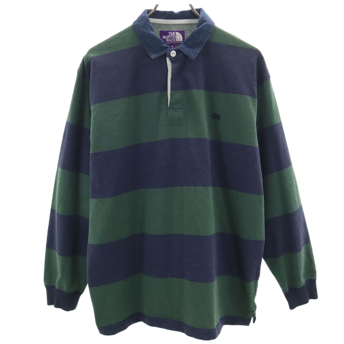 THE NORTH FACE ノースフェイス パープルレーベル 日本製 ボーダー柄 長袖 ラガーシャツ M ネイビー NT3912N アウトドア