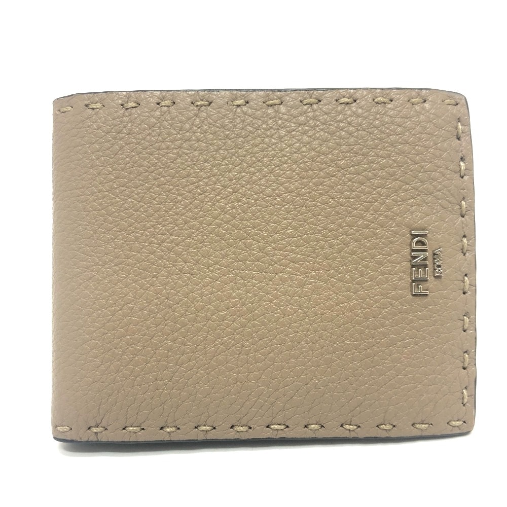 フェンディ FENDI セレリア 7M0194 ステッチ 2つ折り財布 財布 ウォレット 2つ折り財布 レザー グレー 未使用