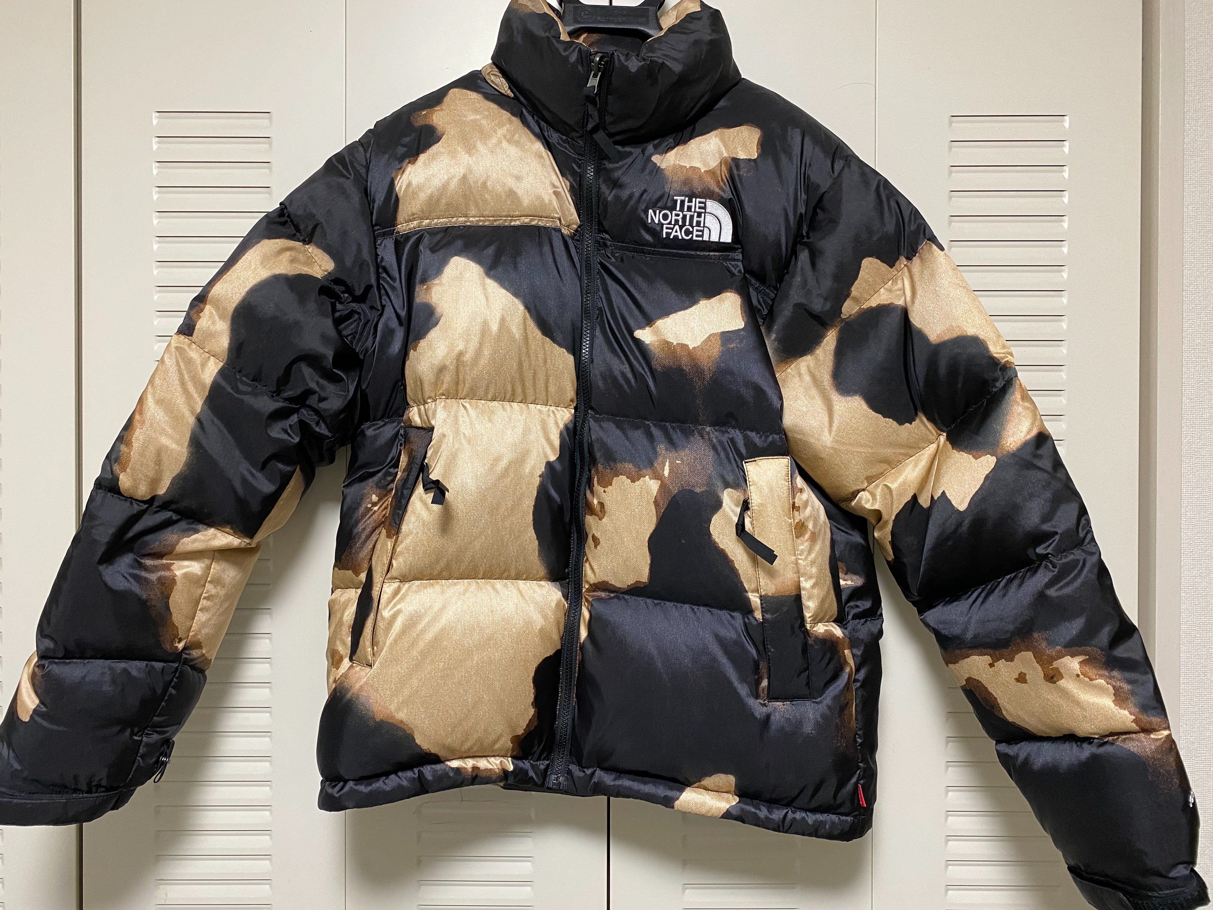 Supreme x The North Face Bleached Denim Print Nuptse Jacket "Black"