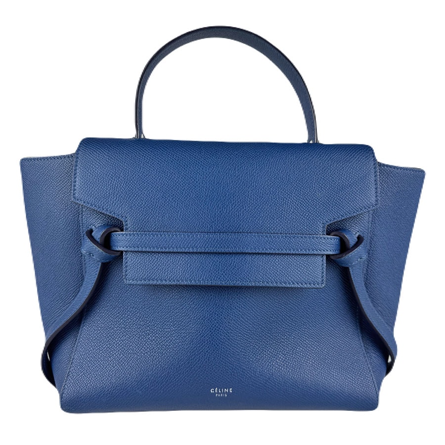 セリーヌ CELINE ハンドバッグ ショルダーバッグ ベルトバッグ レザー ブルー レディース【中古】 z8956