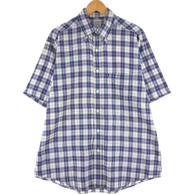 古着 ブルックスブラザーズ Brooks Brothers 346 半袖 ボタンダウン チェックシャツ メンズXL相当/eaa558300