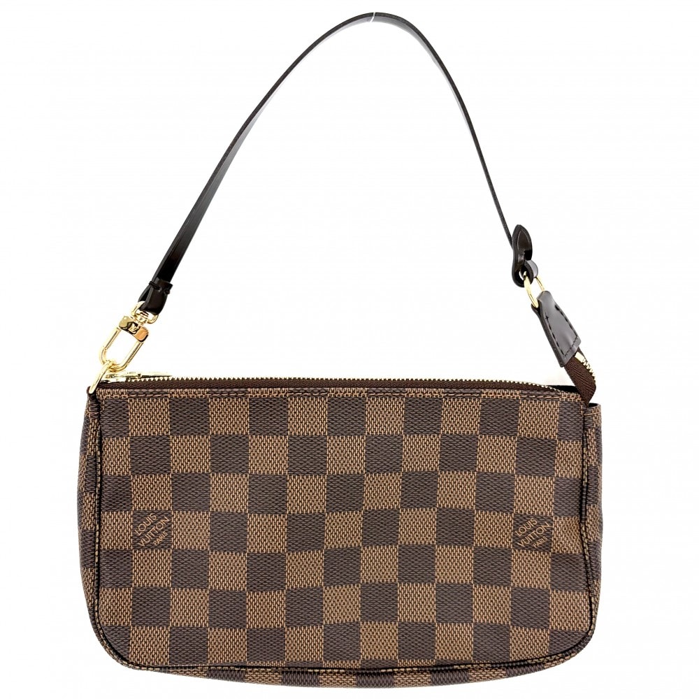 LOUIS VUITTON ルイヴィトン ハンドバッグ ポシェットアクセソワール アクセサリーポーチ 肩掛け 斜め掛け N51985 ダミエキャンバス    ブラウン 茶 ゴールド金具 レディース 美品【中古品】
