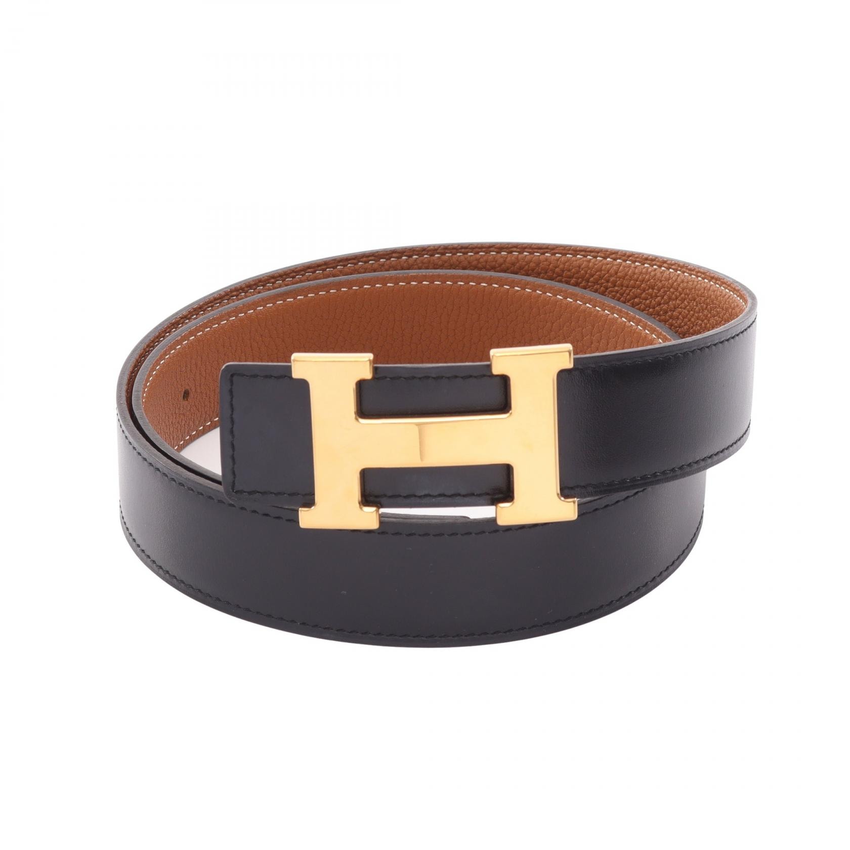 エルメス HERMES コンスタンス Hベルト ノワール ゴールド ベルト 衣料品 カーフ(牛革) トゴ ボックスカーフ □P刻印(2012年製造) レディース ブラック系 / ブラウン系 【中古】