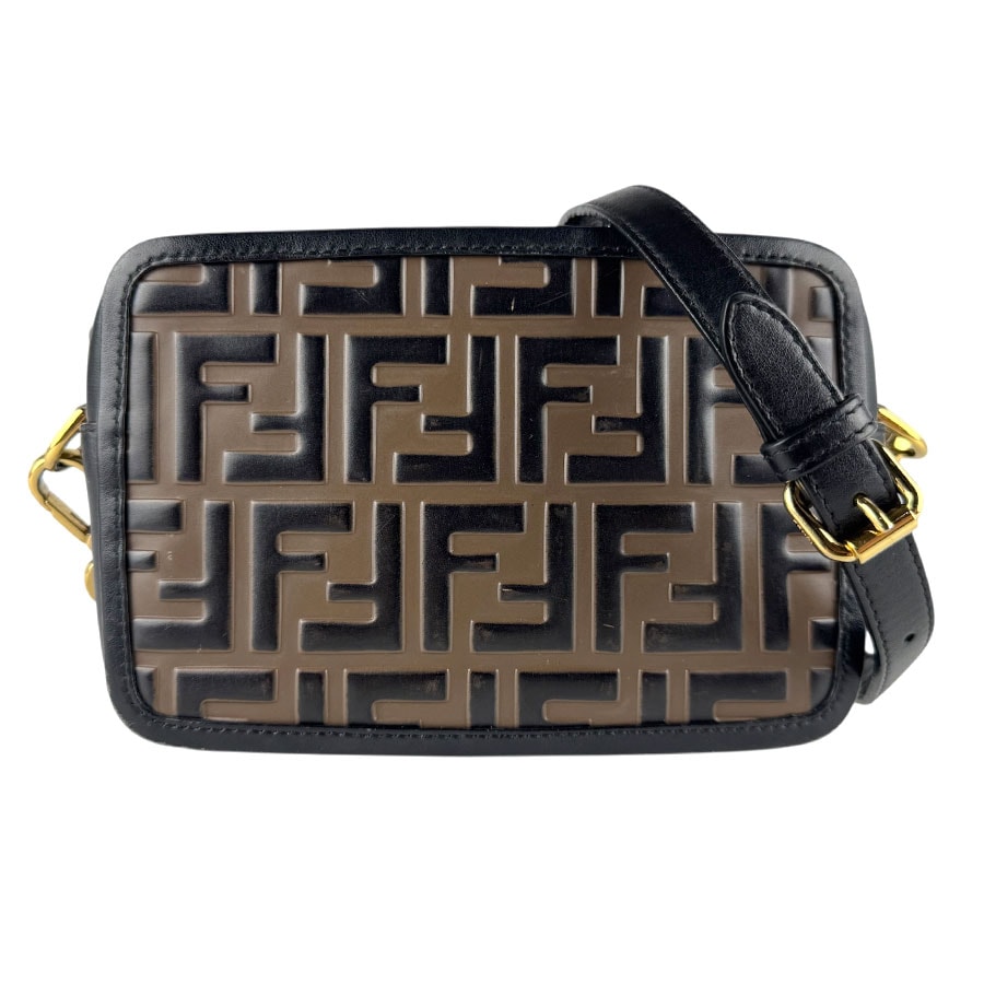 フェンディ FENDI ショルダーバッグ ズッカ ポシェット キャム レザー ブラック×ブラウン レディース 8BS019 A5PJ【中古】 z8193