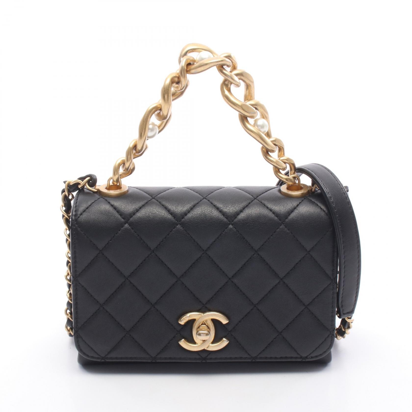 シャネル CHANEL マトラッセ スモールフラップ ショルダーバッグ バッグ ラムスキン(羊革) レディース ブラック系 【中古】