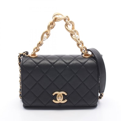 シャネル CHANEL マトラッセ スモールフラップ ショルダーバッグ バッグ ラムスキン(羊革) レディース ブラック系 【中古】