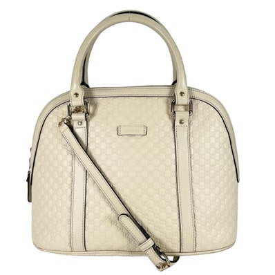 グッチ マイクログッチシマ ショルダーバッグ レザー 449663 ホワイト レディース GUCCI 中古