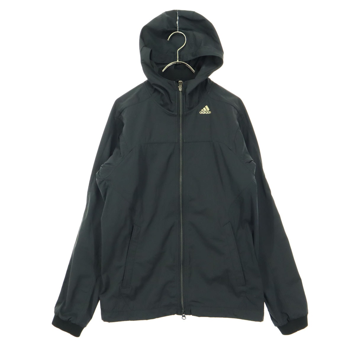 adidas アディダス ワンポイントロゴ 長袖 フーディジャケット M ブラック