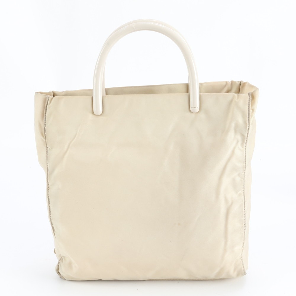 プラダ テスート ナイロントライアングルロゴ ベージュトート バッグ