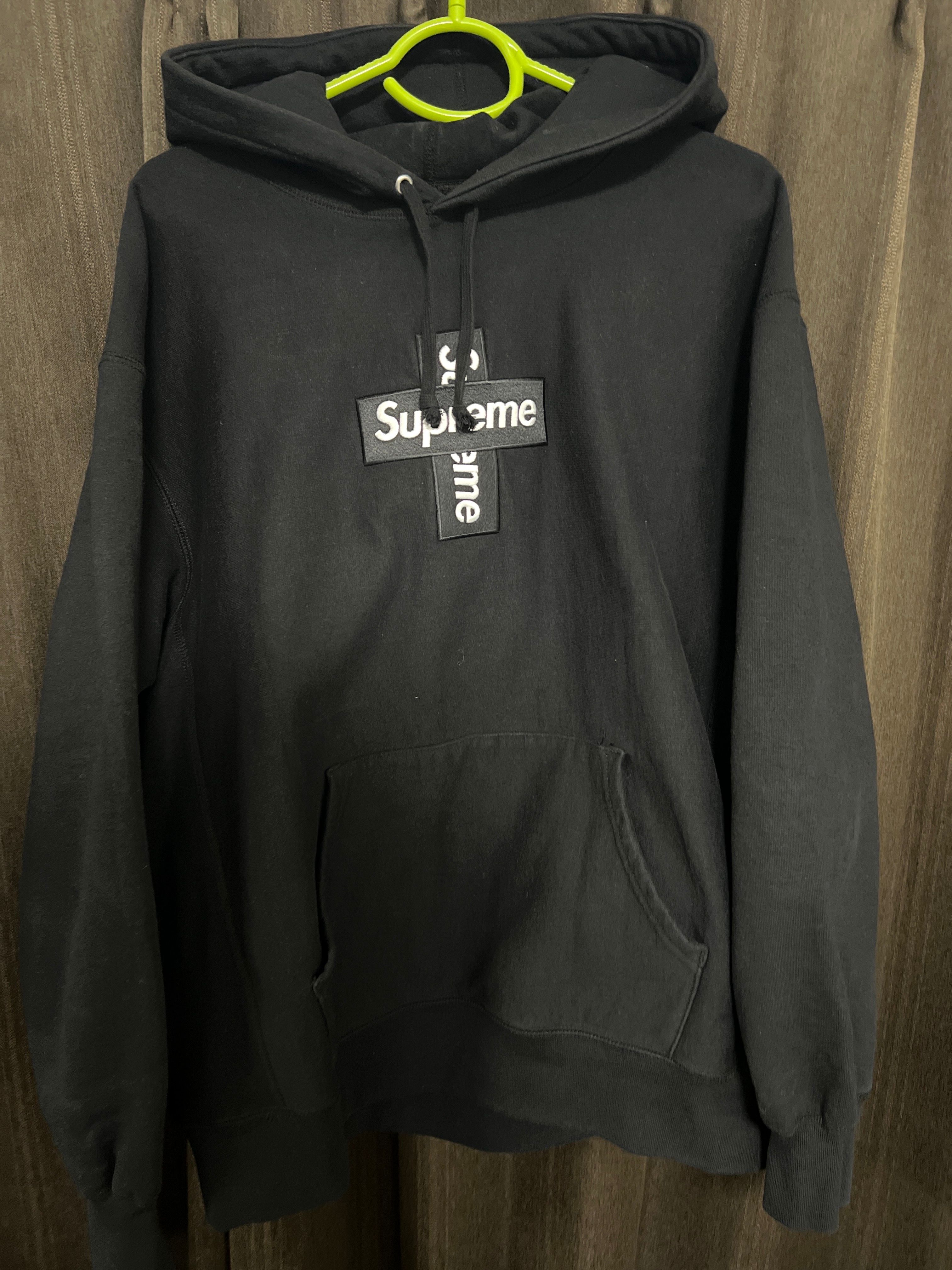 Supreme Cross Box Logo Hooded Sweatshirt "Black"
