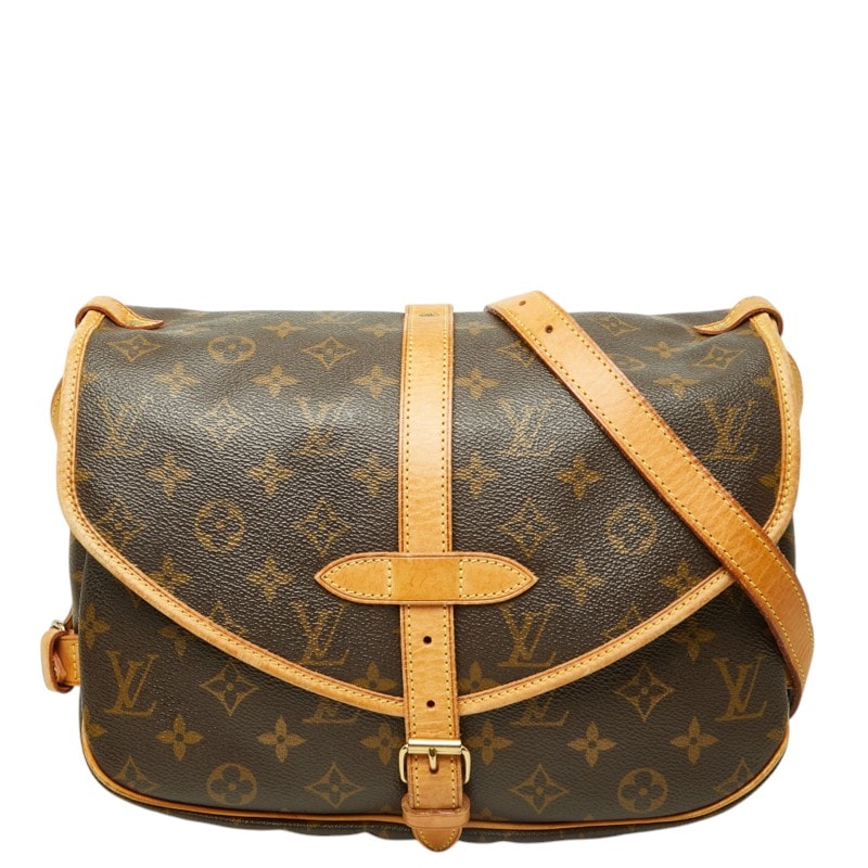 ルイ ヴィトン モノグラム ソミュール30 斜め掛け ショルダーバッグ M42256 ブラウン PVC レザー レディース LOUIS VUITTON 中古