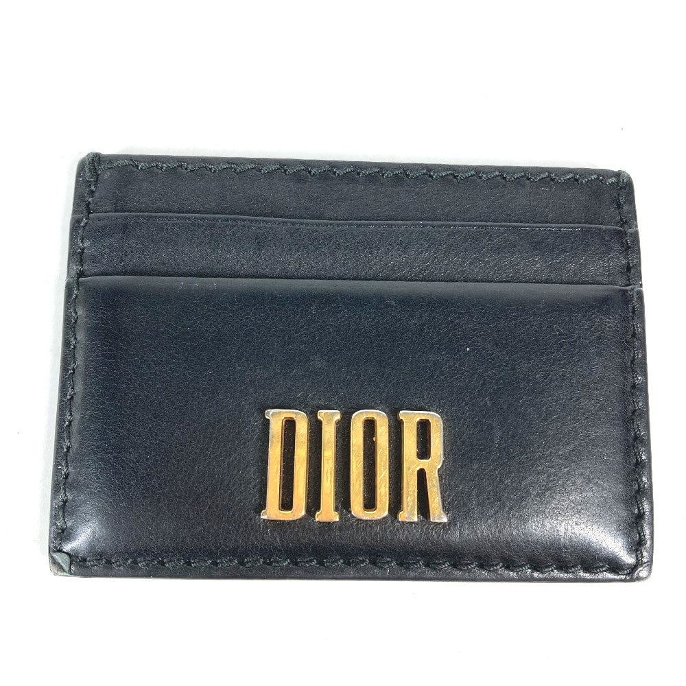 ディオール Dior ロゴ 26-MA-1128 パスケース 名刺入れ カードホルダー カードケース レザー ブラック
