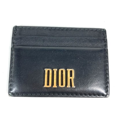 ディオール Dior ロゴ 26-MA-1128 パスケース 名刺入れ カードホルダー カードケース レザー ブラック