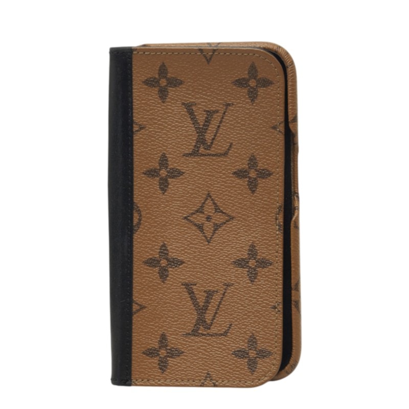ルイ ヴィトン モノグラムリバース IPHONE 15 PRO フォリオ 携帯ケース M82892 ブラウン PVC レザー レディース LOUIS VUITTON 中古