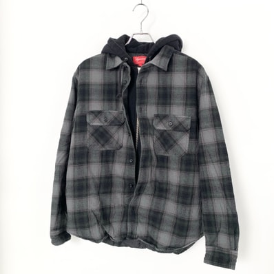Supreme Hooded Flannel Zip Up Shirt "Black"
