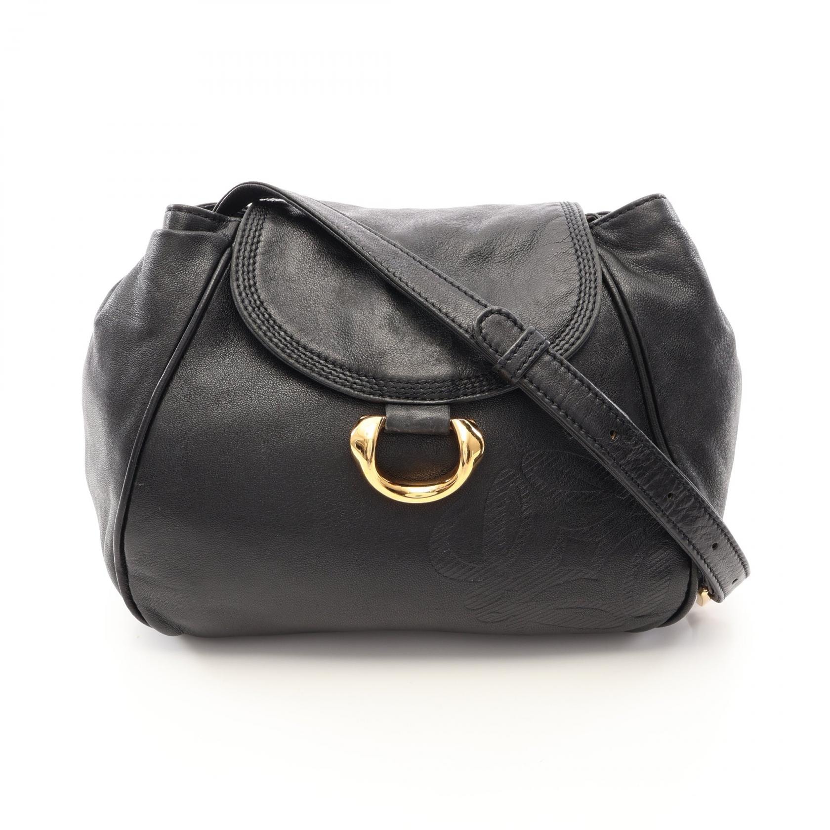 ロエベ LOEWE アナグラム ショルダーバッグ バッグ レザー レディース ブラック系 【中古】
