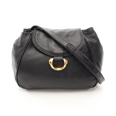 ロエベ LOEWE アナグラム ショルダーバッグ バッグ レザー レディース ブラック系 【中古】