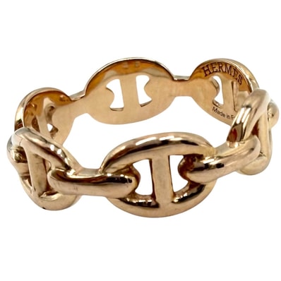 HERMES エルメス 指輪 シェーヌダンクル アンシェネ アクセサリー ジュエリー 小物 53サイズ 18金PG 750 K18ピンクゴールド 約12.5号 メンズ 約3.7g【中古品】