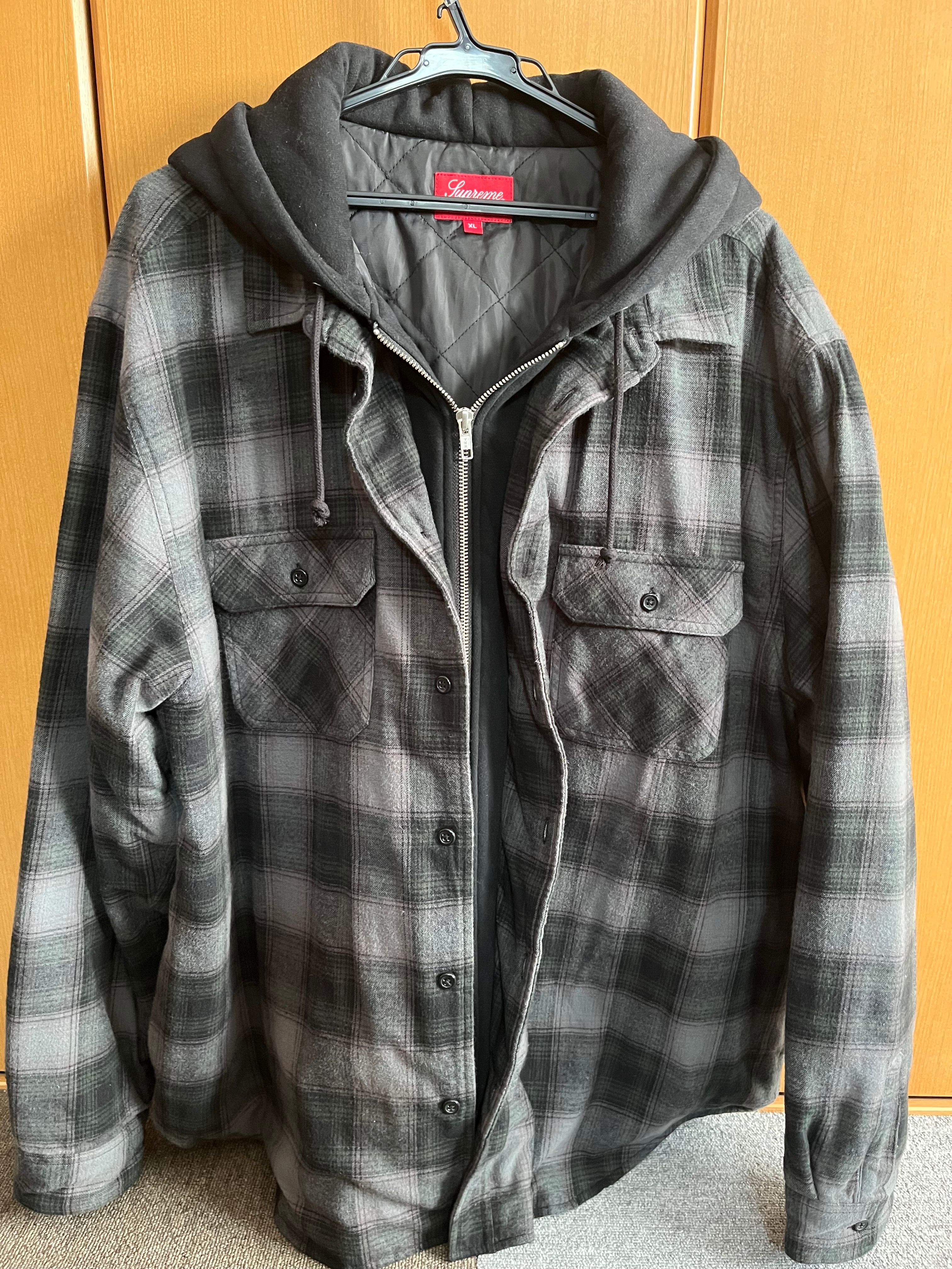Supreme Hooded Flannel Zip Up Shirt "Black"