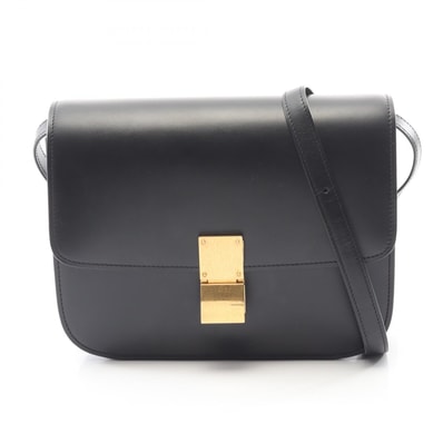 セリーヌ CELINE クラシックボックス ミディアム ショルダーバッグ バッグ レザー レディース ブラック系 164173DLS 【中古】