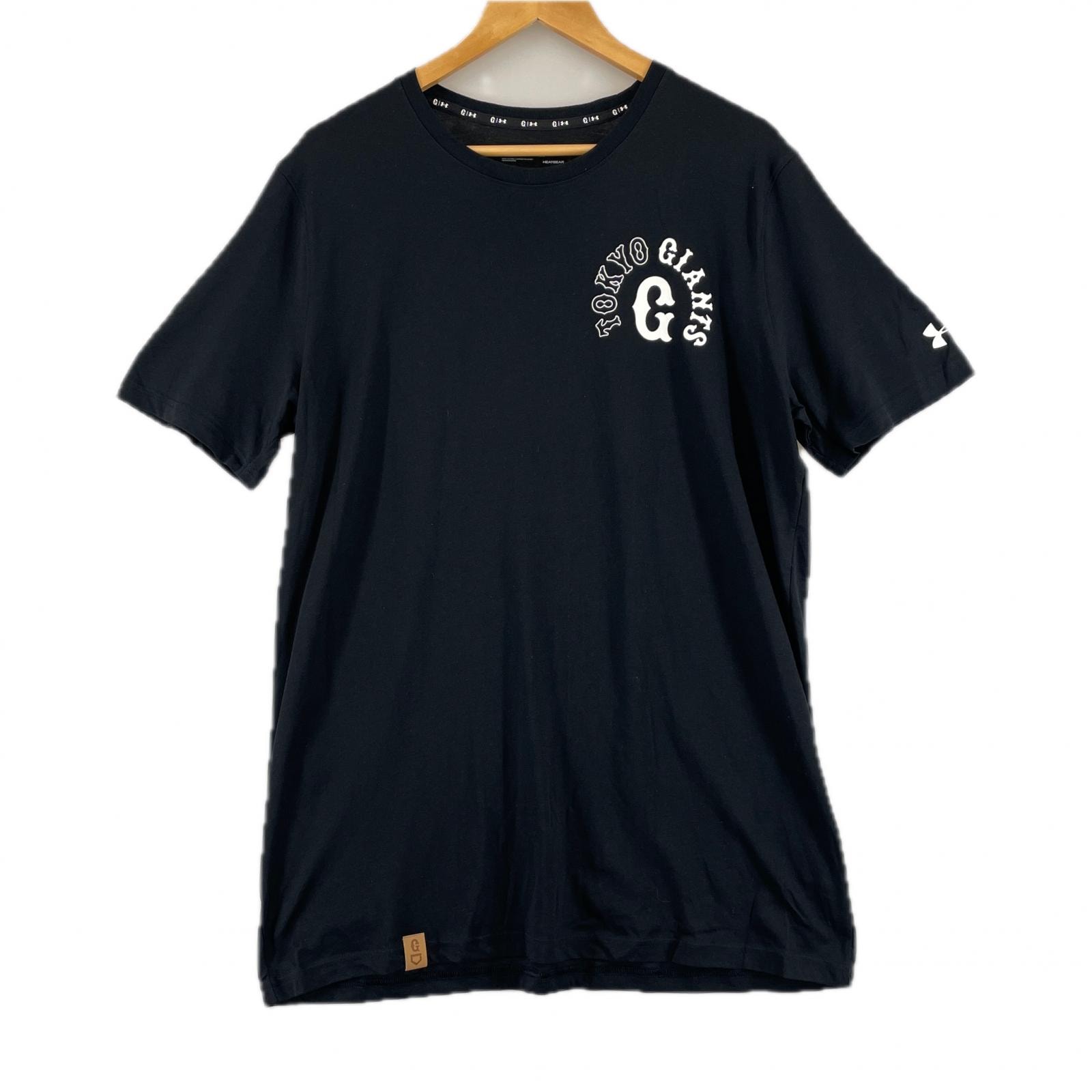 極美品 UNDER ARMOUR アンダーアーマー ベースボールTシャツ 両面プリント 春夏 SS 半袖Tシャツ コットン 1 ブラック メンズ 3XL 読売ジャイアンツ【古着】【中古】