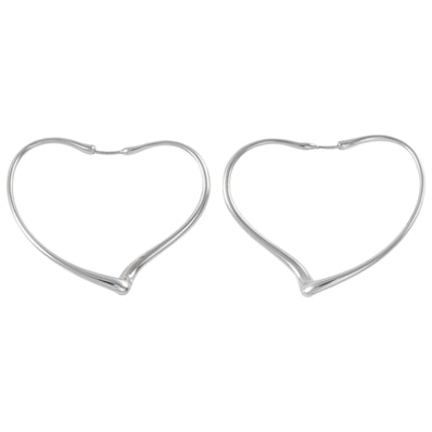 TIFFANY&Co. ティファニー オープンハート フープ ピアス ミディアム スターリングシルバー シルバー【中古】