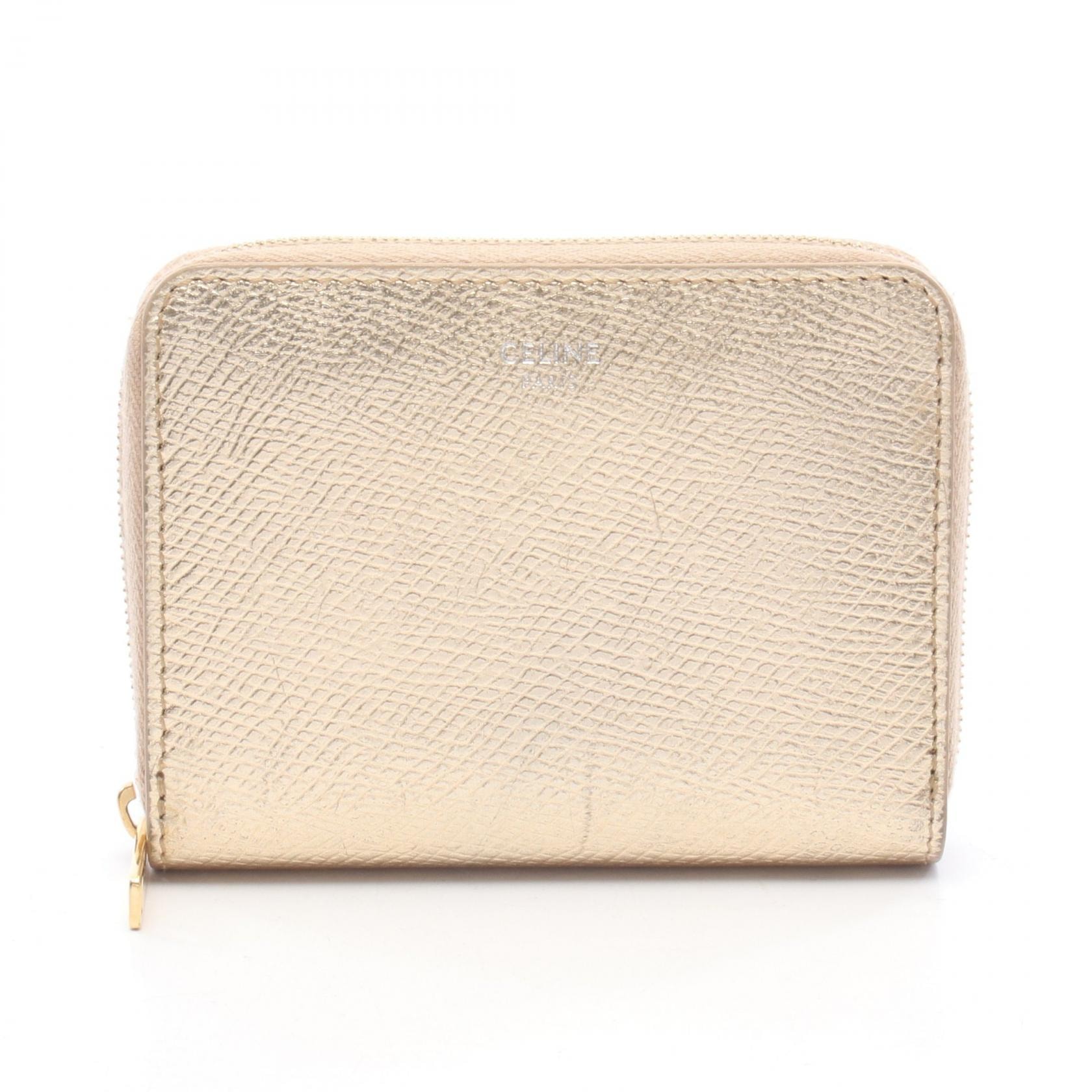 セリーヌ CELINE ラウンド財布 財布 レザー レディース ゴールド系 【中古】