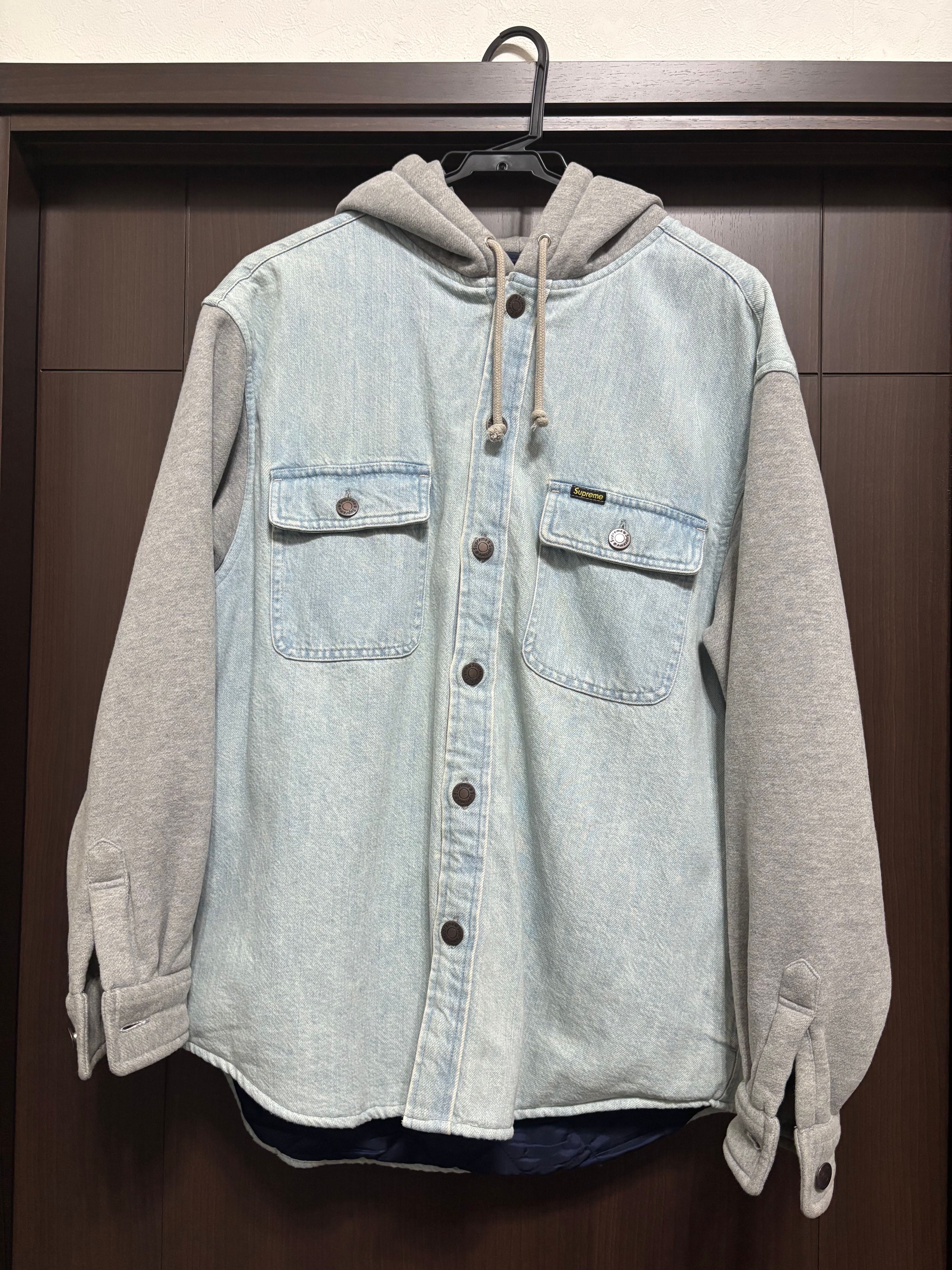Supreme Fleece Hooded Denim Shirt "Blue"