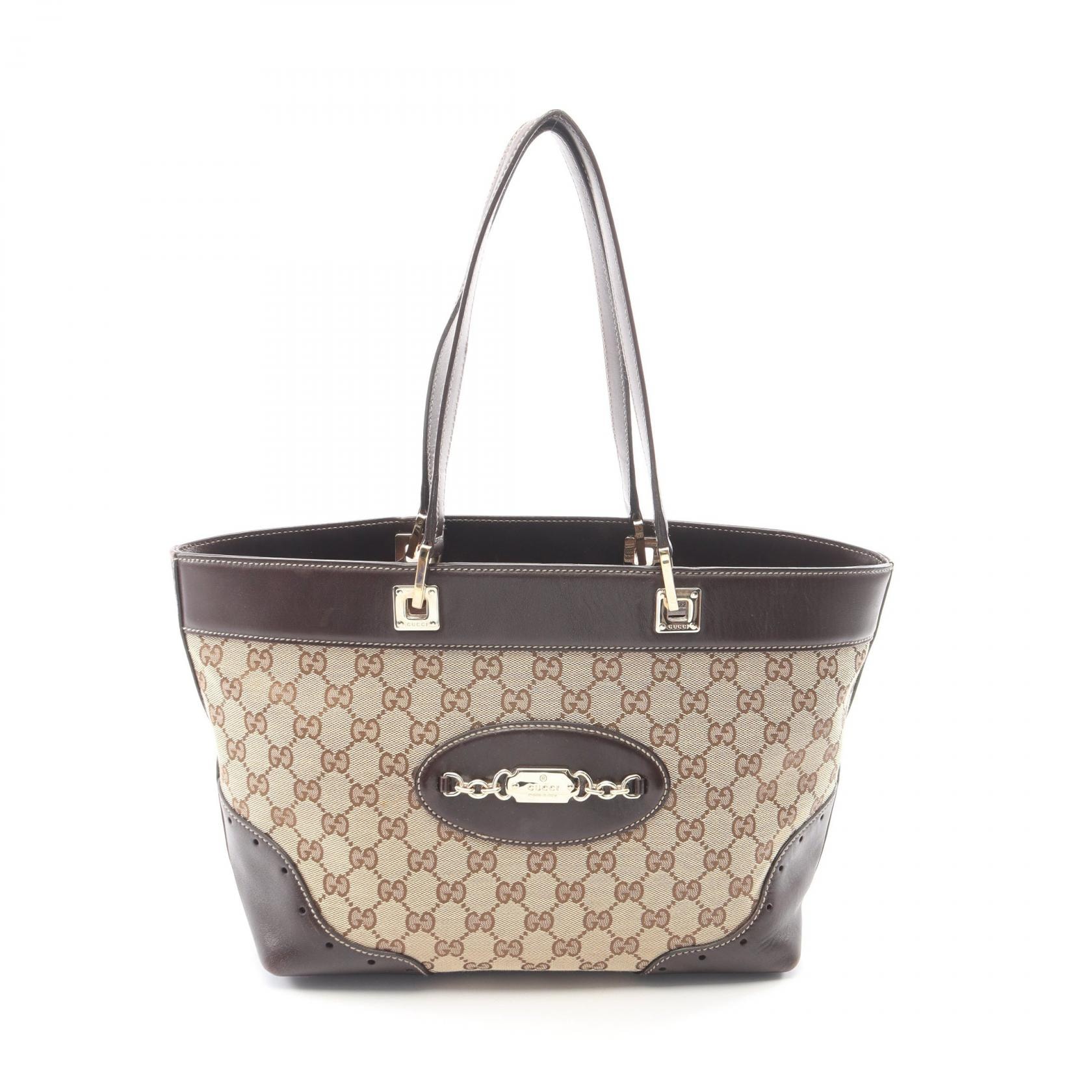 グッチ GUCCI GGキャンバス トートバッグ バッグ キャンバス レザー レディース ベージュ系 / ブラウン系 145993 【中古】