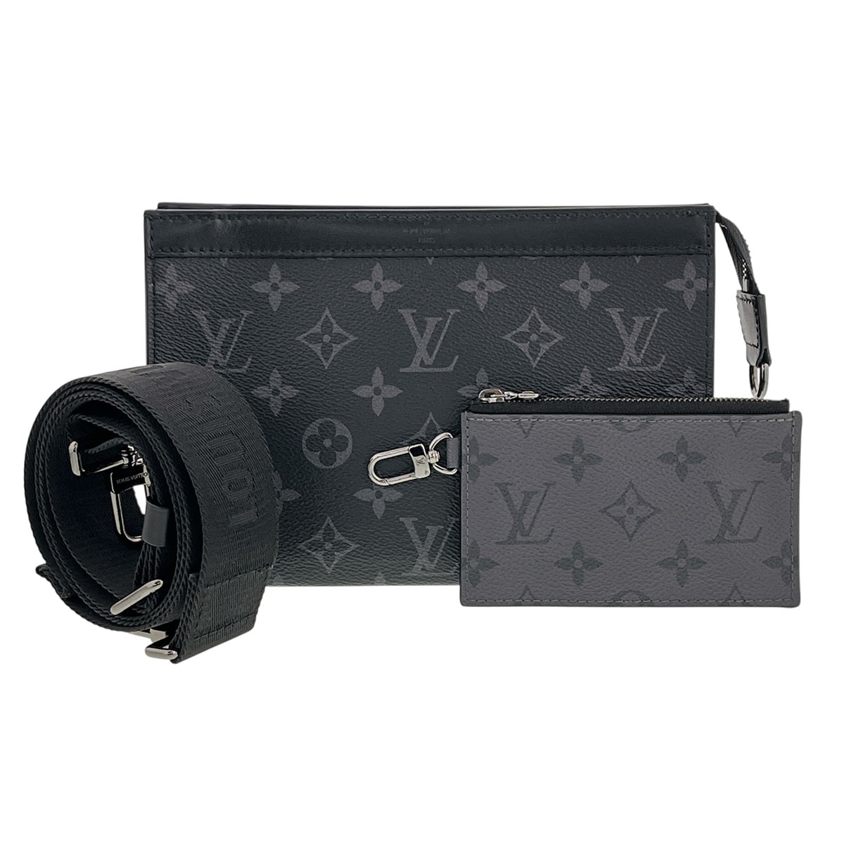 LOUIS VUITTON ルイ・ヴィトン ガストン ウエアラブル ウォレット ショルダーバッグ M81124 モノグラムエクリプス ブラック  メンズ【中古】