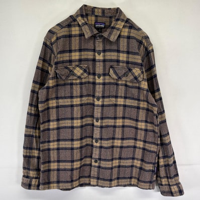 古着 パタゴニア patagonia 長袖シャツ オーガニックコットン ネルシャツ アウトドア 胸ポケット M ブラウン系 チェック メンズ