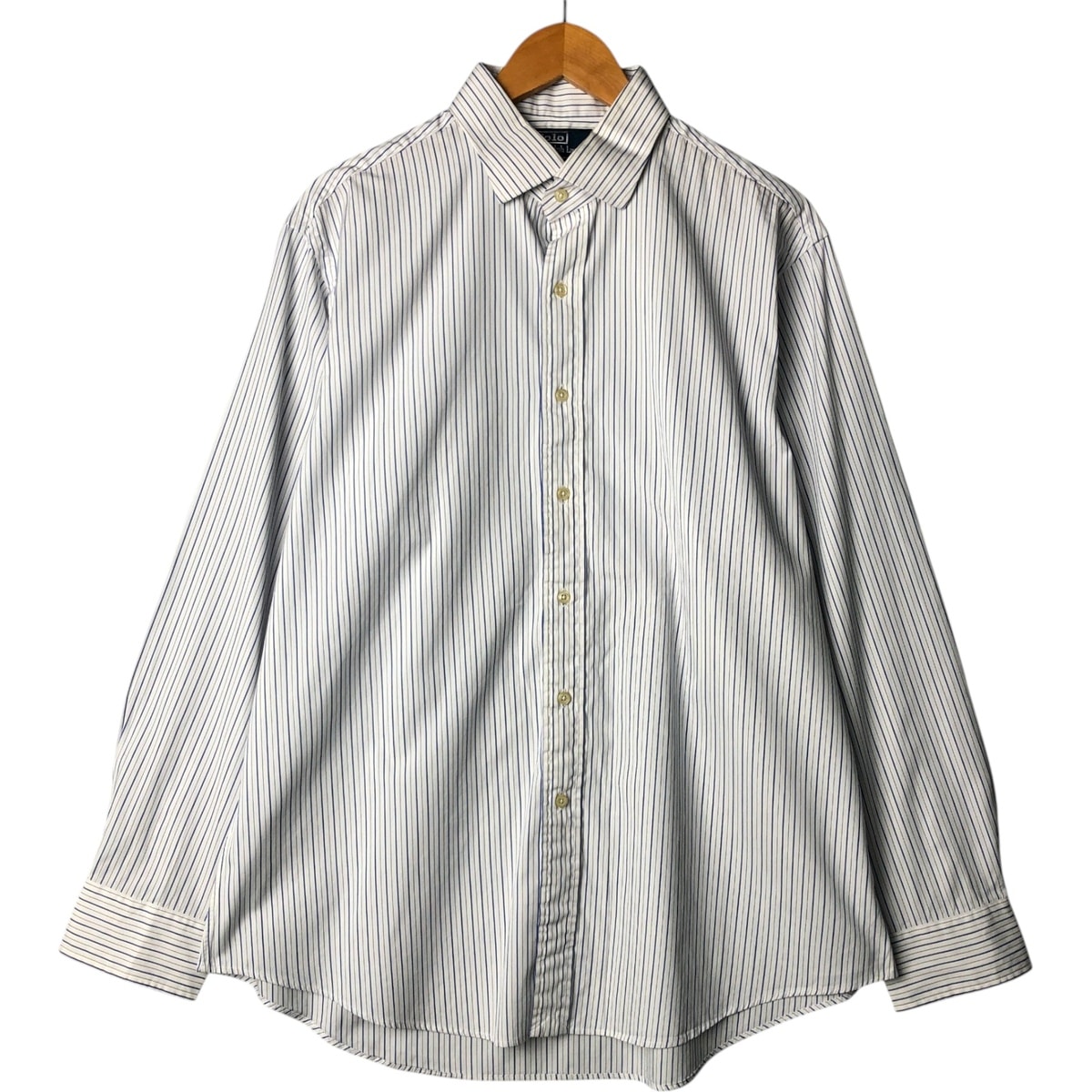 古着 ラルフローレン Ralph Lauren POLO by Ralph Lauren REGENT CUSTOM FIT ワイドカラー 長袖 コットンストライプシャツ メンズXL相当/eaa575501