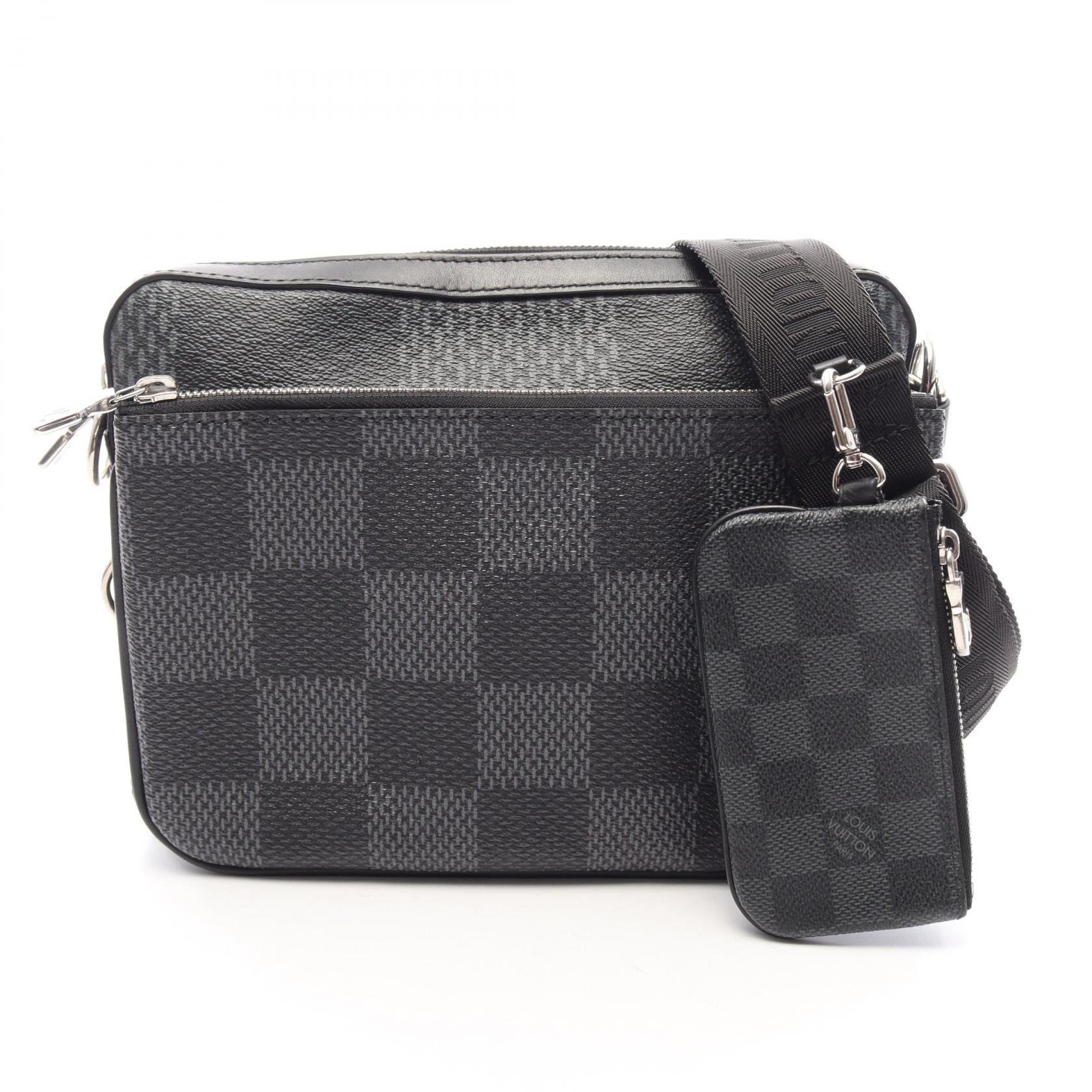 ルイ・ヴィトン LOUIS VUITTON トリオ メッセンジャー ダミエグラフィット ショルダーバッグ バッグ PVCコーティングキャンバス レザー レディース ブラック系 N50017 【中古】