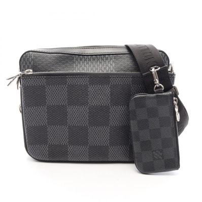 ルイ・ヴィトン LOUIS VUITTON トリオ メッセンジャー ダミエグラフィット ショルダーバッグ バッグ PVCコーティングキャンバス レザー レディース ブラック系 N50017 【中古】