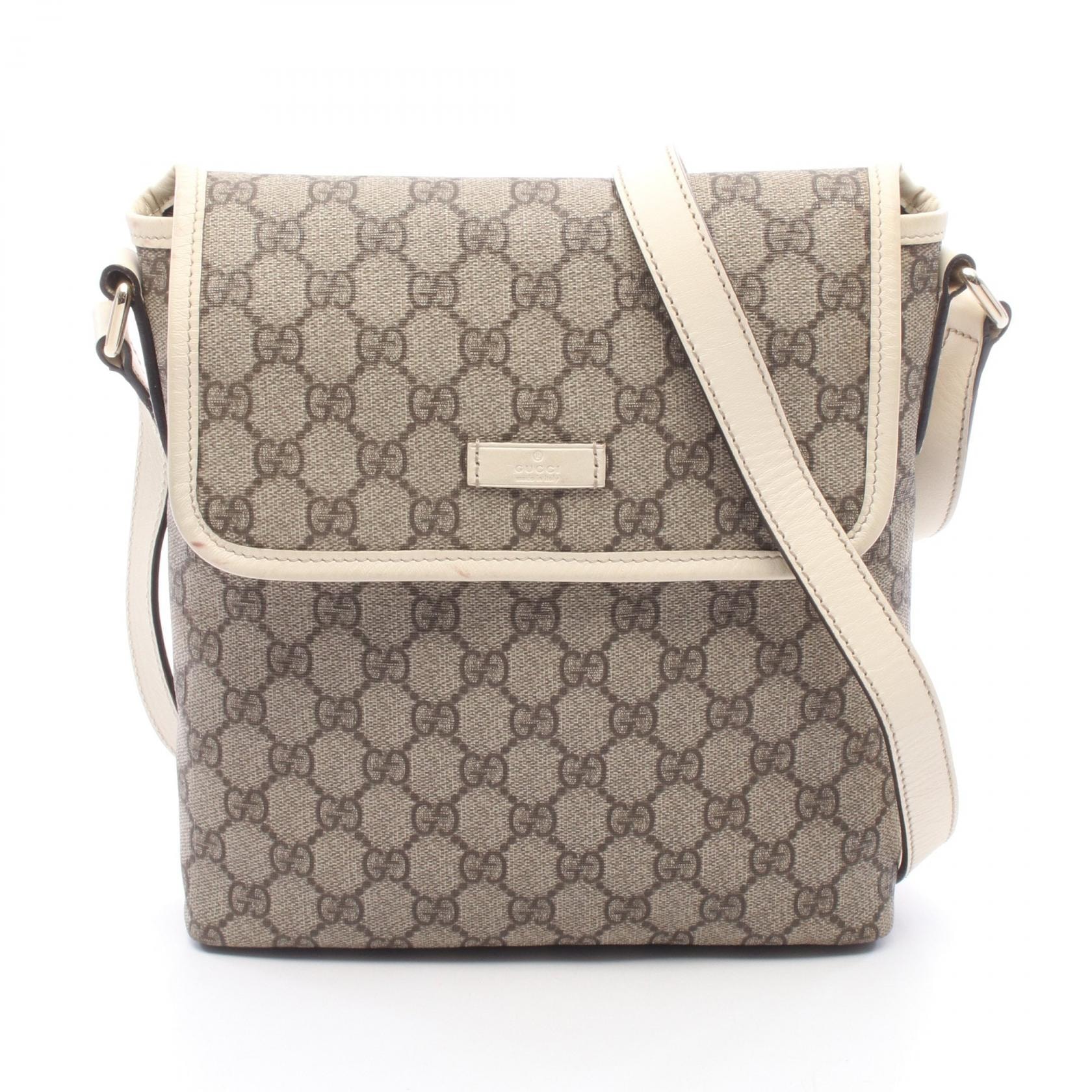 グッチ GUCCI GGスプリーム ショルダーバッグ バッグ PVCコーティングキャンバス レザー レディース ベージュ系 / ブラウン系 / アイボリー系 223666 【中古】