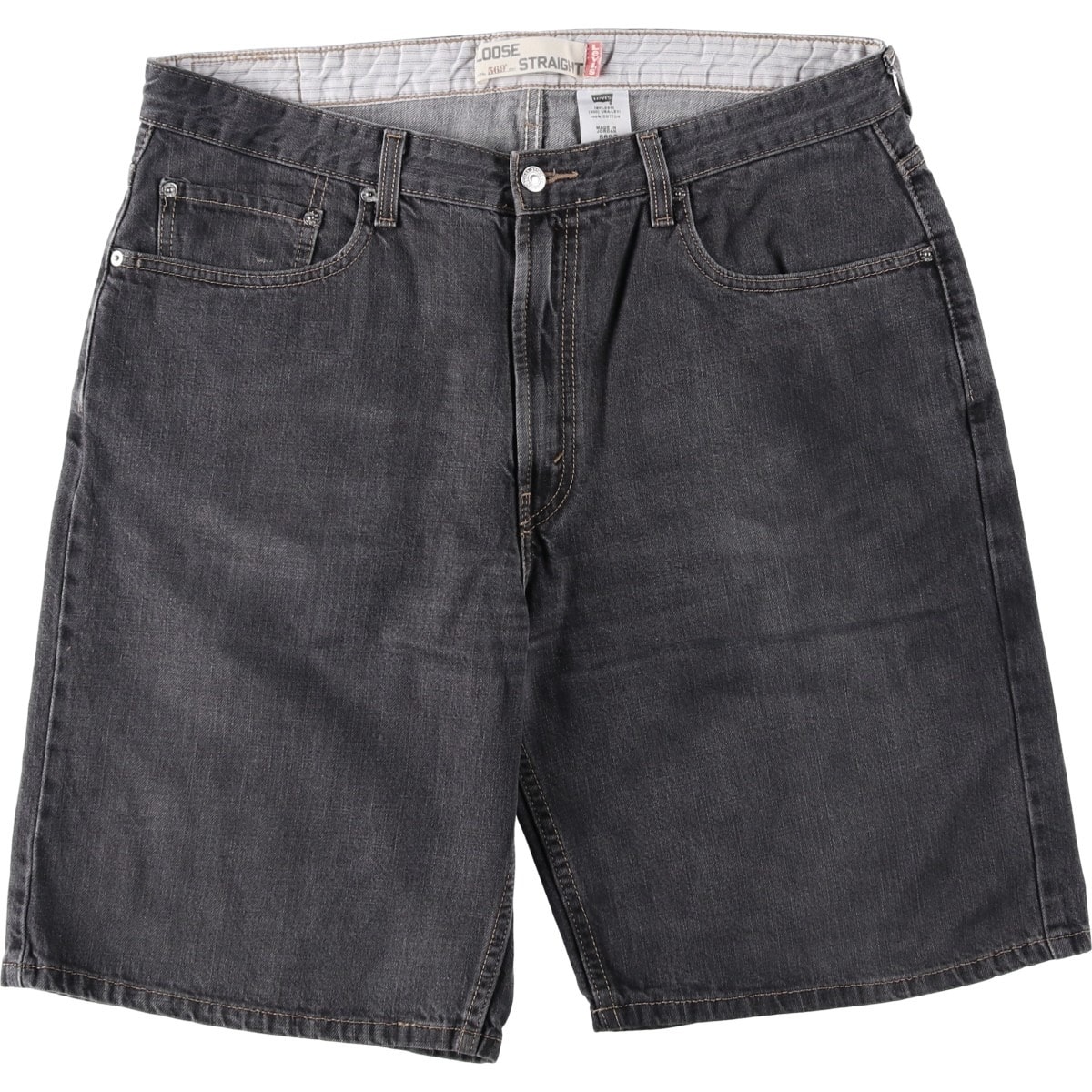 古着 00年代 リーバイス Levi's 569 LOOSE STRAIGHT ブラックデニムショーツ ハーフパンツ メンズw38相当/eaa620252