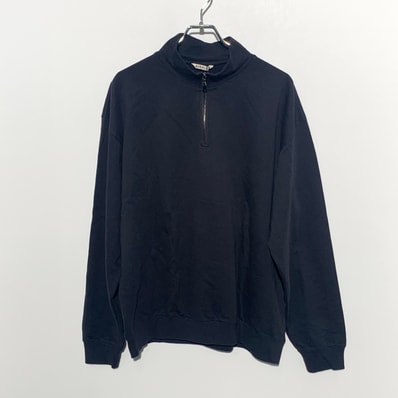 AURALEE Elastic High Gauge Sweat Half Zip P/O "Black"