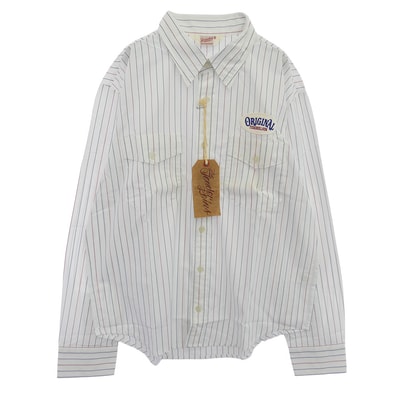 TENDERLOIN テンダーロイン 長袖シャツ T-WORK SHT U ロゴワッペン付き 長袖 ワークシャツ ストライプ ホワイト系 M【中古】