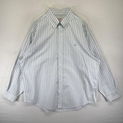 古着 ブルックスブラザーズ Brooks Brothers 長袖シャツ ボタンダウン ワンポイントロゴ刺繍 1818 XL ホワイト系 ストライプ メンズ