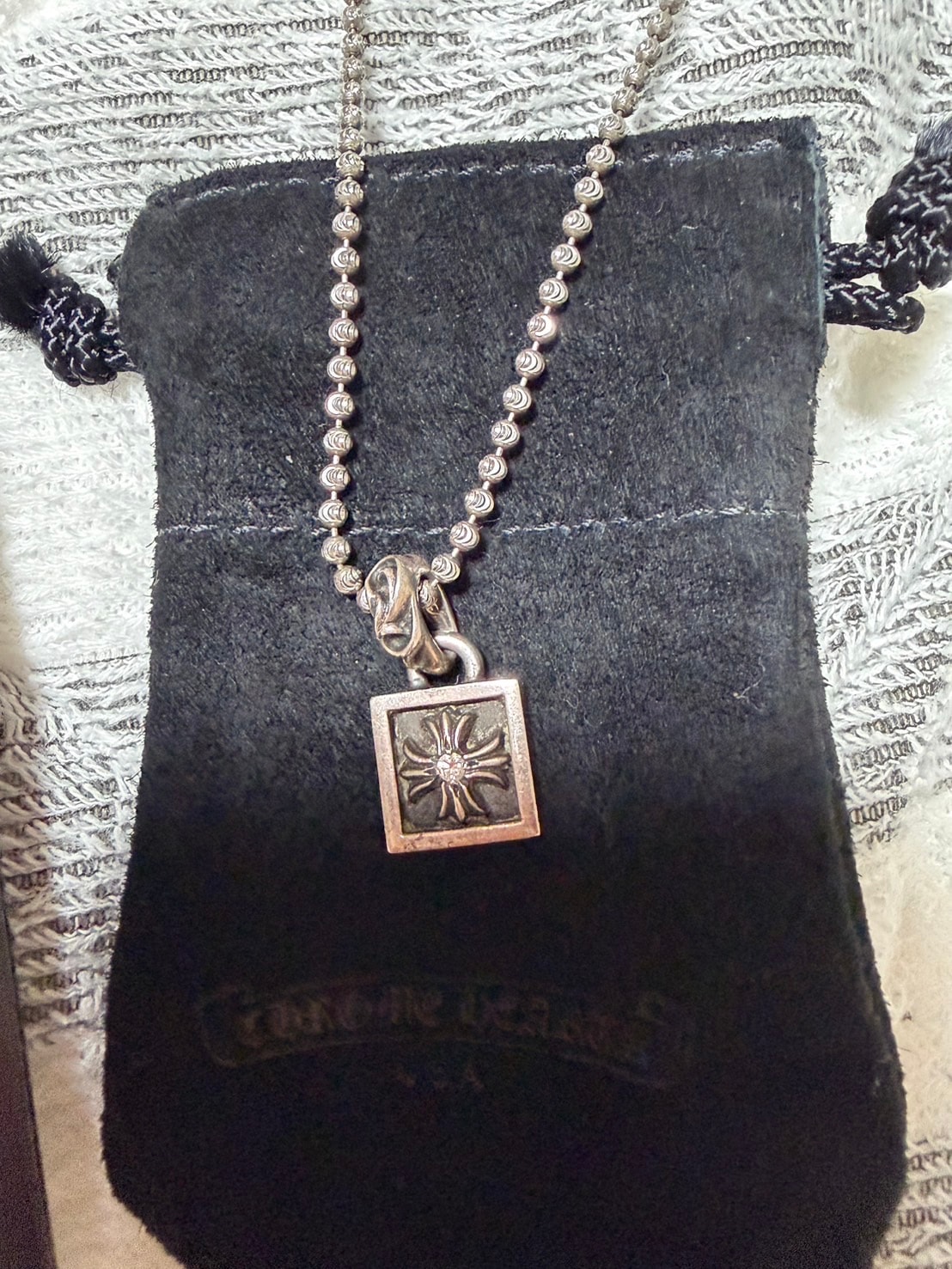 Chrome Hearts Framed CH Plus Charm 1 Diamond "Silver"