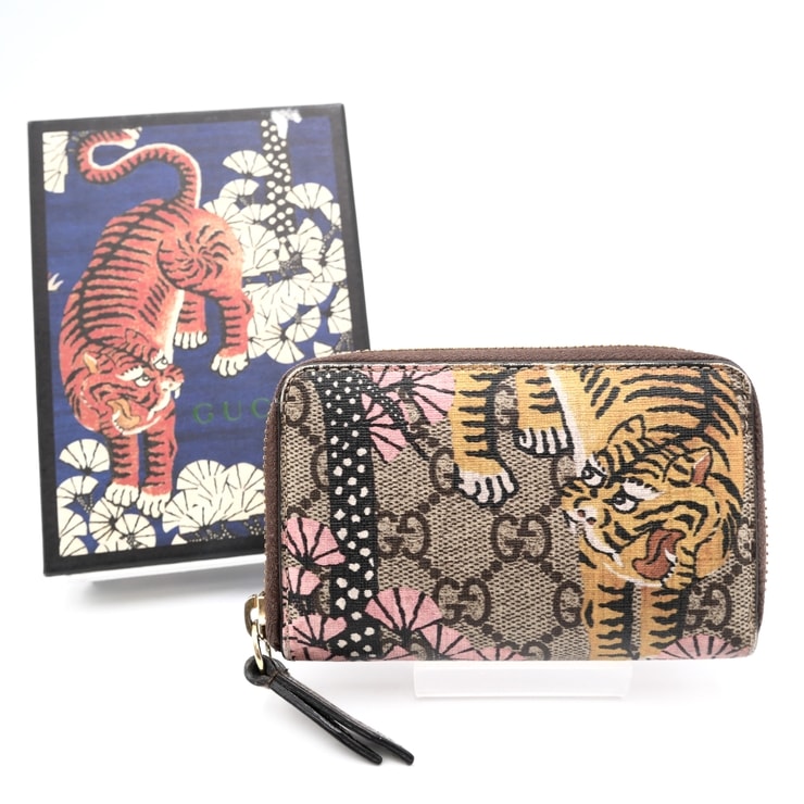 GUCCI(グッチ)ベンガルプリント ラウンドファスナー コインケース 財布 GGスプリーム タイガー 花柄 マルチカラー 452357 レディース【中古】